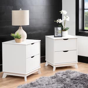 Pheba White 2-Drawer Nightstand (Set of 2)