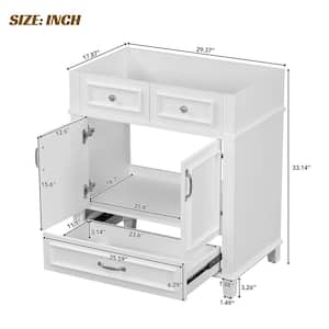 29.37 in. W x 17.87 in. D x 33.14 in. H Bath Vanity Cabinet without Top in White