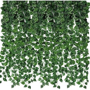 7.2 ft. Artificial Ivy Greenery Garland, Fake Vines Hanging Plants Backdrop, Green (24-Pack)