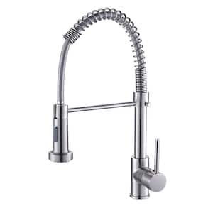 Single Hole Single-Handle Pull-Down Sprayer Kitchen Faucet in Brushed Nickel
