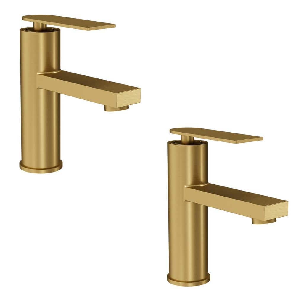 Single Handle Single Hole Bathroom Faucet with Pop-up Drain in Brushed Gold (2-Pack) price history on PriceWatchPro