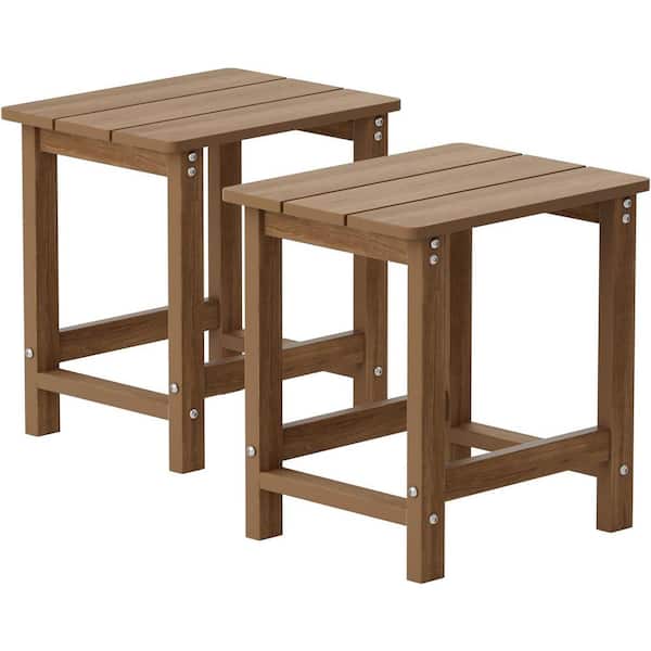 Mximu 16.7 in. H Teak Square Plastic Adirondack Outdoor Side Table (2-Pack)