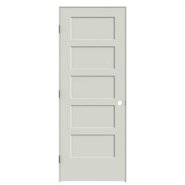 Masonite 28 in. x 80 in. 5-Panel Bayshore Right-Hand Hollow Ivory Keys Molded Composite Single Prehung Interior Door Flat Jamb