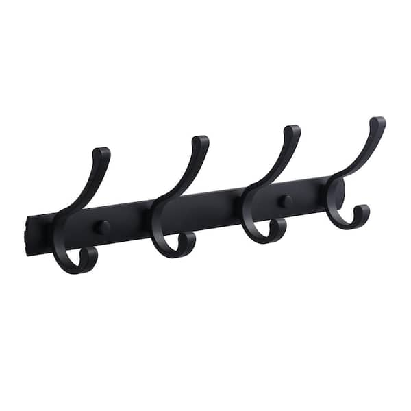 ALEASHA Quadruple J-Hook Robe/Towel Hook in Matte Black AL-8J826B - The ...