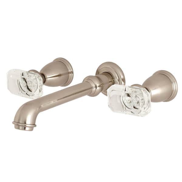 Kingston Brass Crystal Onyx 2-Handle Wall-Mount Roman Tub Faucet Filler in Brushed Nickel