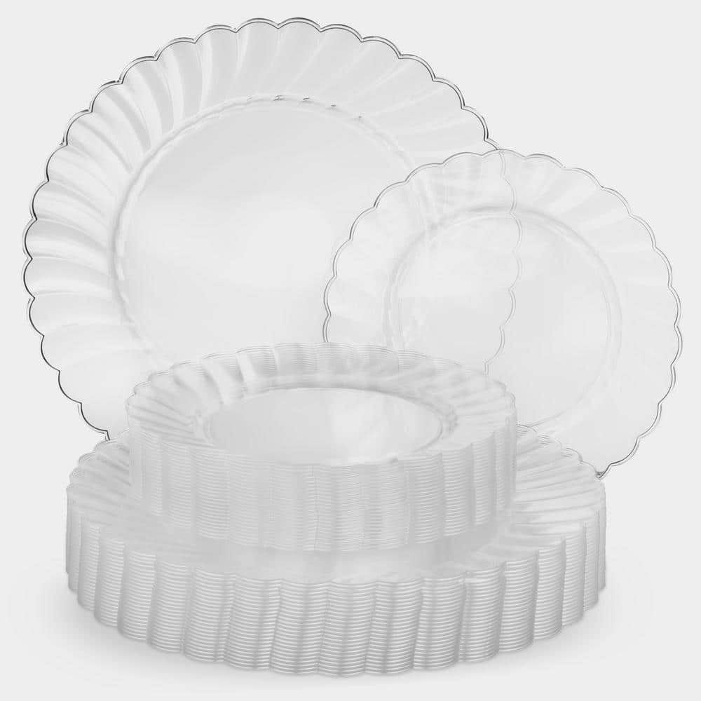 PERFECT SETTINGS 6.25 in. Diamond Etched Clear Disposable Plastic Dessert  Appetizer Plates (100/Pack) DIAMOND-6.25 - The Home Depot