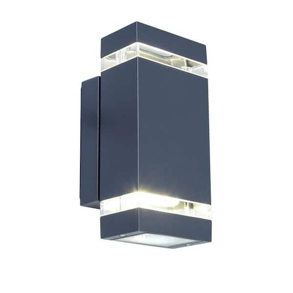 LUTEC 9 in. Dark Gray Outdoor Integrated LED Wall Lantern Sconce