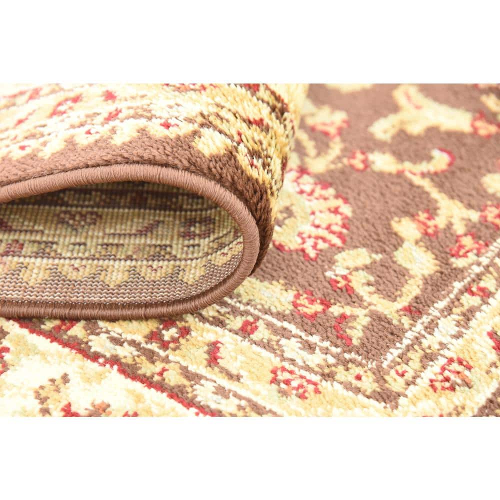 Classic Elegance 4' x 6' Brown Floral Synthetic Area Rug