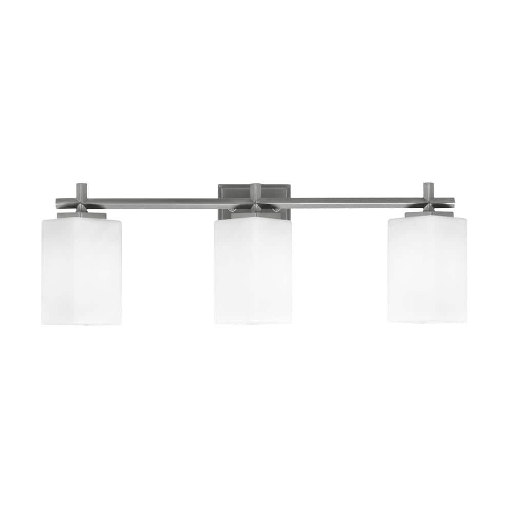 Bridgewater 24.5 in. 3 Light Vanity Light Graphite 3.5 in. Square White Mar