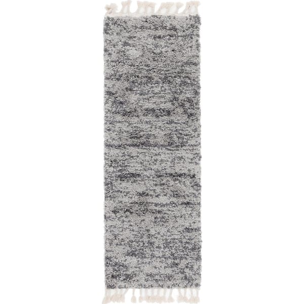 Hygge Shag Misty Gray 2 ft. 2 in. x 6 ft. Runner Rug