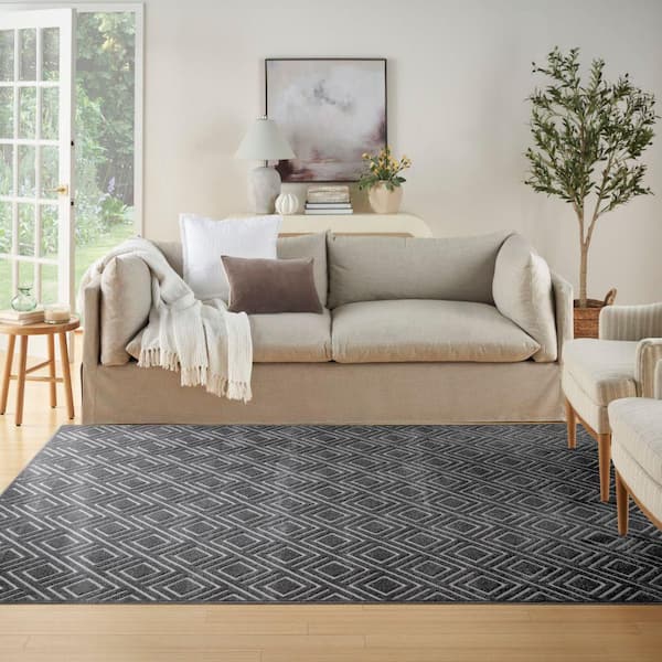 Casual Grey 9 ft. x 12 ft. Checker Contemporary Area Rug