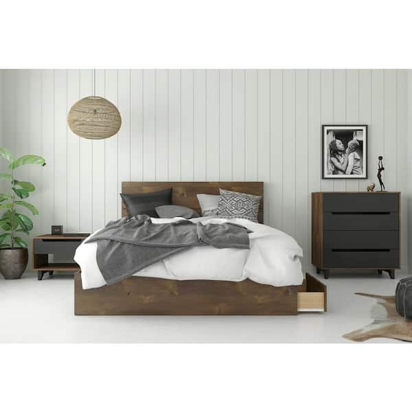 Nexera 3 drawer size storage outlet bed