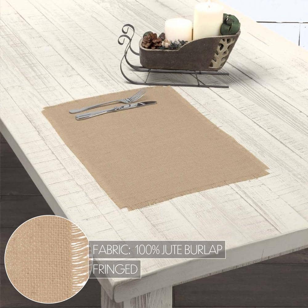 Natural Tan Jute Burlap Rectangular Placemats Set of 6