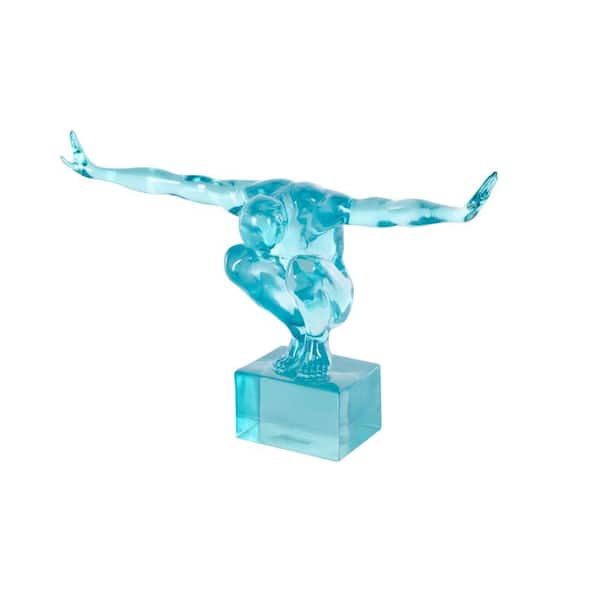 Litton Lane 13 in. x 19 in. Light Blue Resin Tinted Posing People