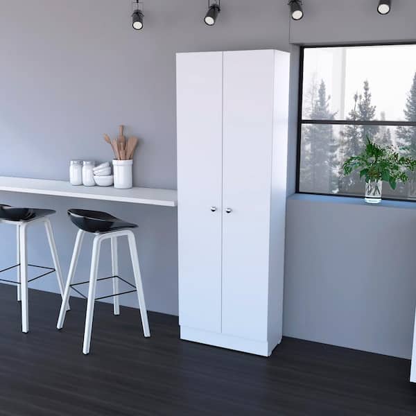 Unbranded 23.6 in. W x 11.8 in. D x 71.1 in. H White Freestanding Linen Cabinet with 5 Shelves