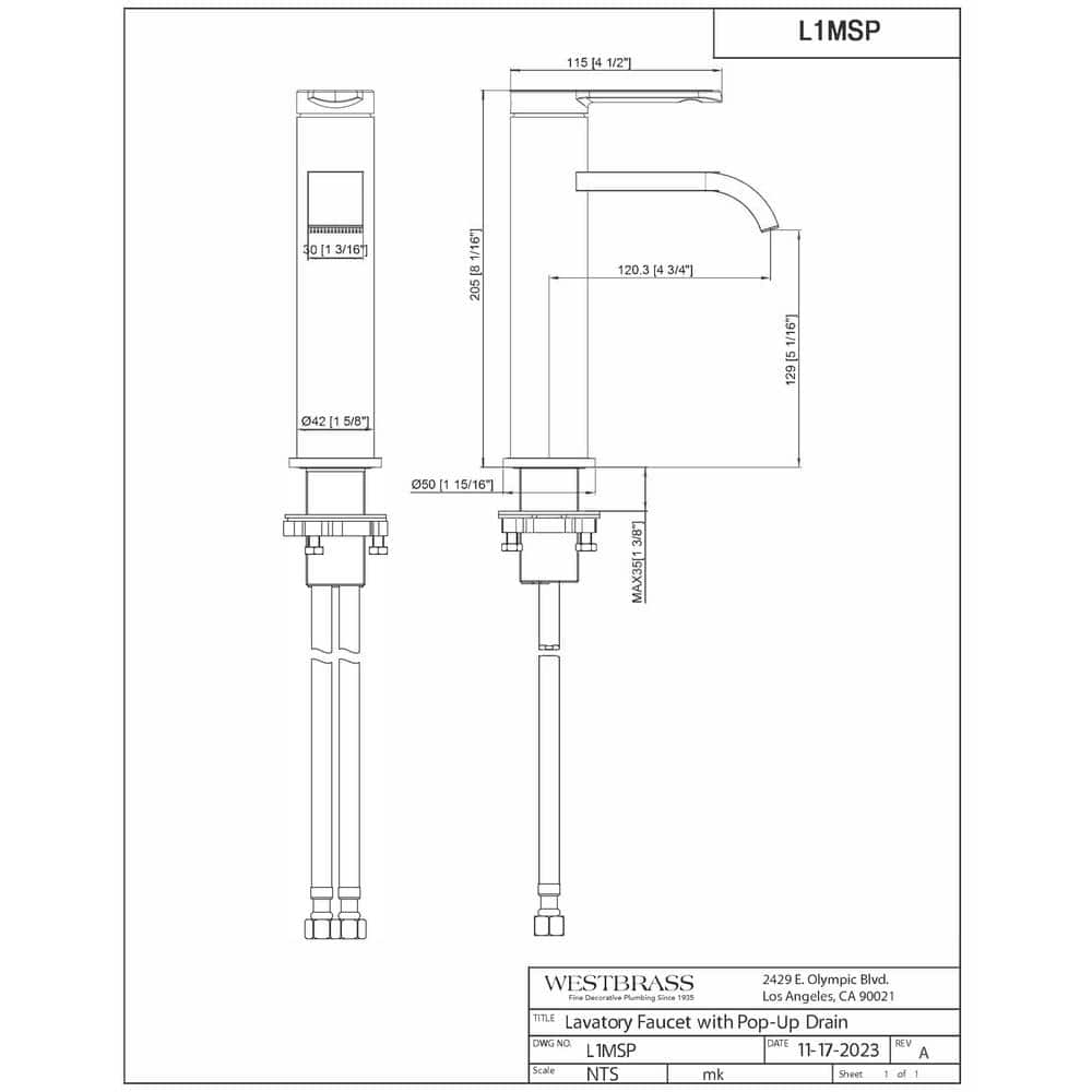 8-inch Satin Nickel Single Handle Bathroom Faucet with Pop-Up Drain Kit