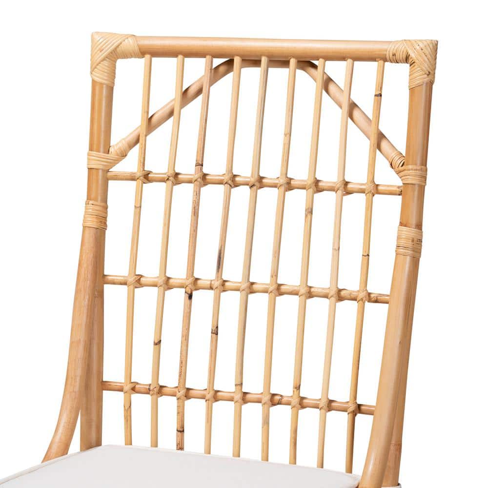 Serene White Cushioned Rattan & Cane Low Arm Chair
