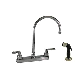 RV Kitchen Faucet with Large Gooseneck Spout, Teapot Handles and Sprayer - 8 in., Chrome