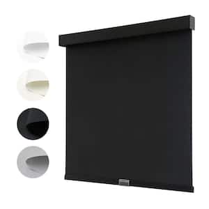 Cordless Light Filtering Roller Shade, 1% Openness Solar Shades, UV Protection, Polyester, Black, 33 in. W x 72 in. L