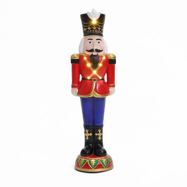 LuxenHome 24.21 in. H Red Christmas Nutcracker Soldier with Lights