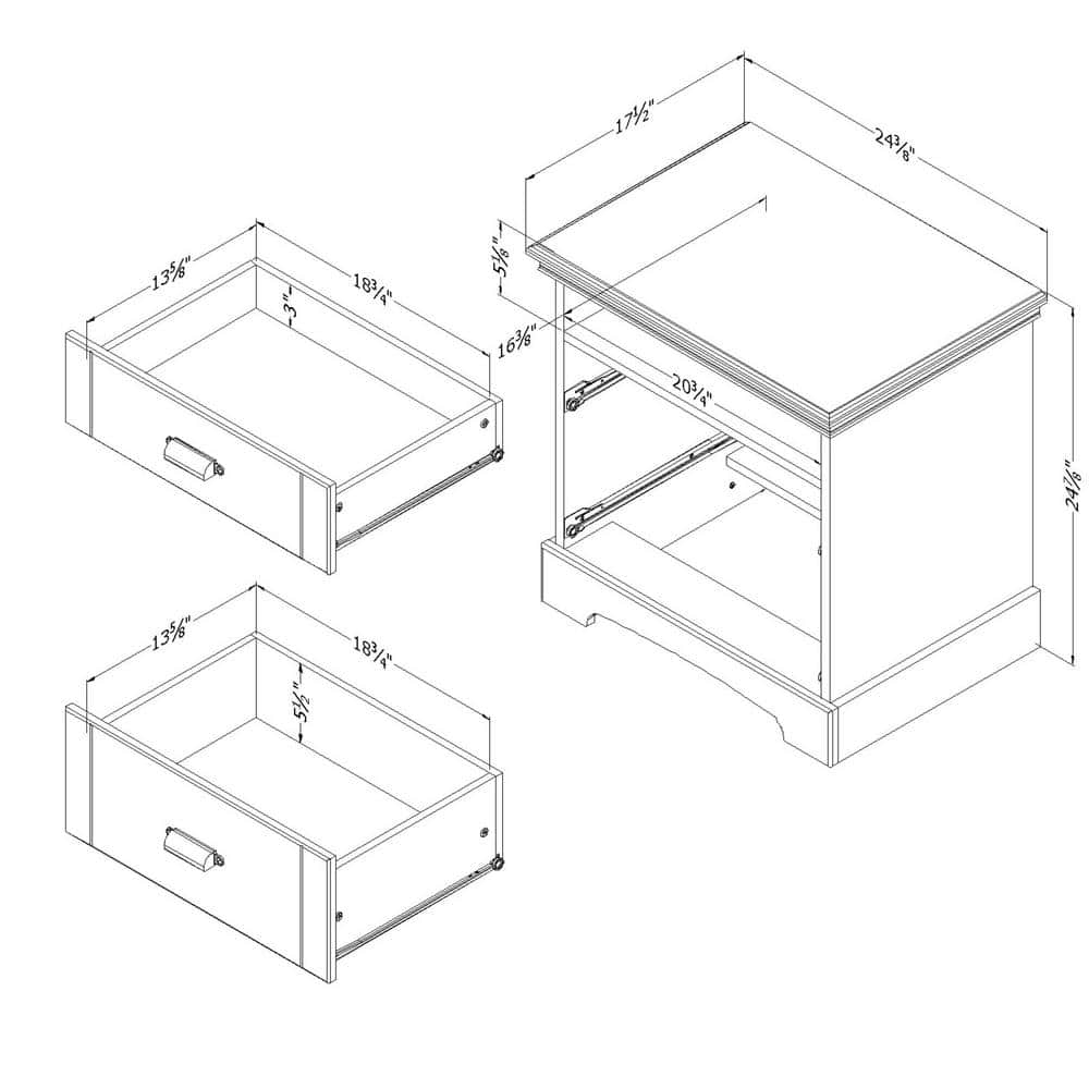Avilla Fall Oak 2-Drawer Modern Nightstand with Open Space