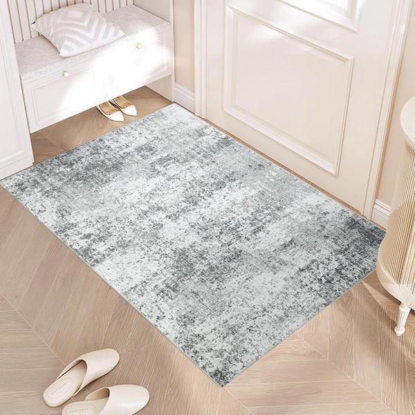 Mist Gray 2 ft. x 3 ft. Modern Abstract Area Rug