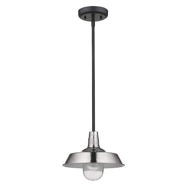 HomeRoots 60-Watt 1 Light Nickel Pendant Light with Crystal, No Bulbs Included
