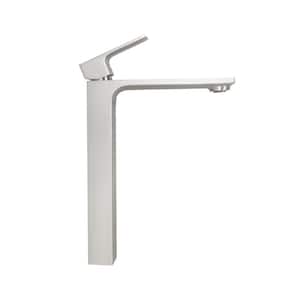 Single Handle Vessel Sink Faucet Single Hole Bathroom Faucet with Drain Assembly in Brushed Nickel