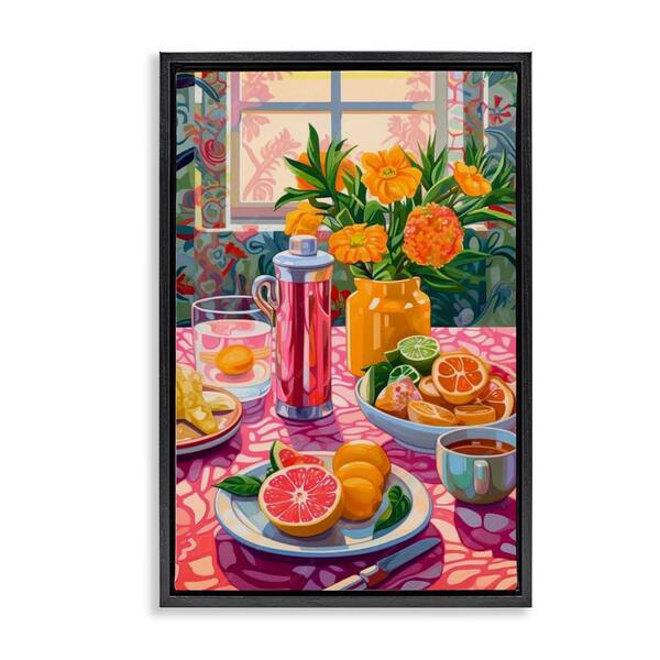 Stupell Industries Summer Table Spread by LSR Design Studio Black Floater Frame Food Graphic Art Print 25 in. x 17 in.