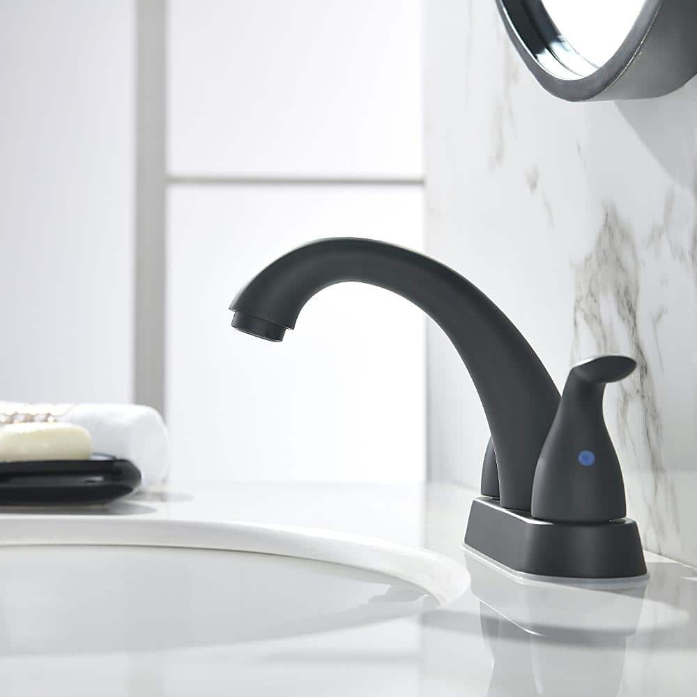 Matte Black Stainless Steel Centerset Bathroom Faucet with Drain