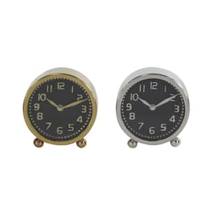 Multi Colored Stainless Steel Glam Analog Tabletop Clock (Set of 2)
