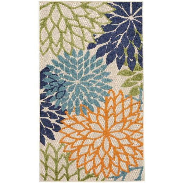 Cream 3 ft. x 5 ft. Woven Polypropylene Indoor/Outdoor Area Rug