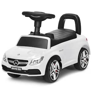 AMG Mercedes Benz Licensed Kids Ride On Push Car with Music Horn and Storage in White