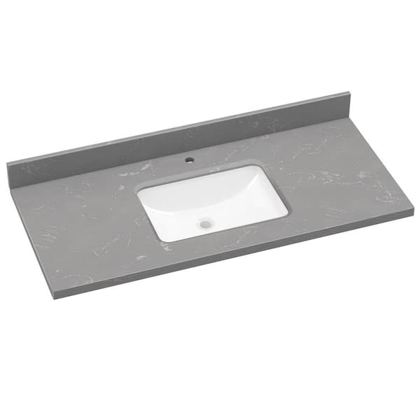 Zeafive 36 in. W x 22 in. D Engineered Stone Marble White