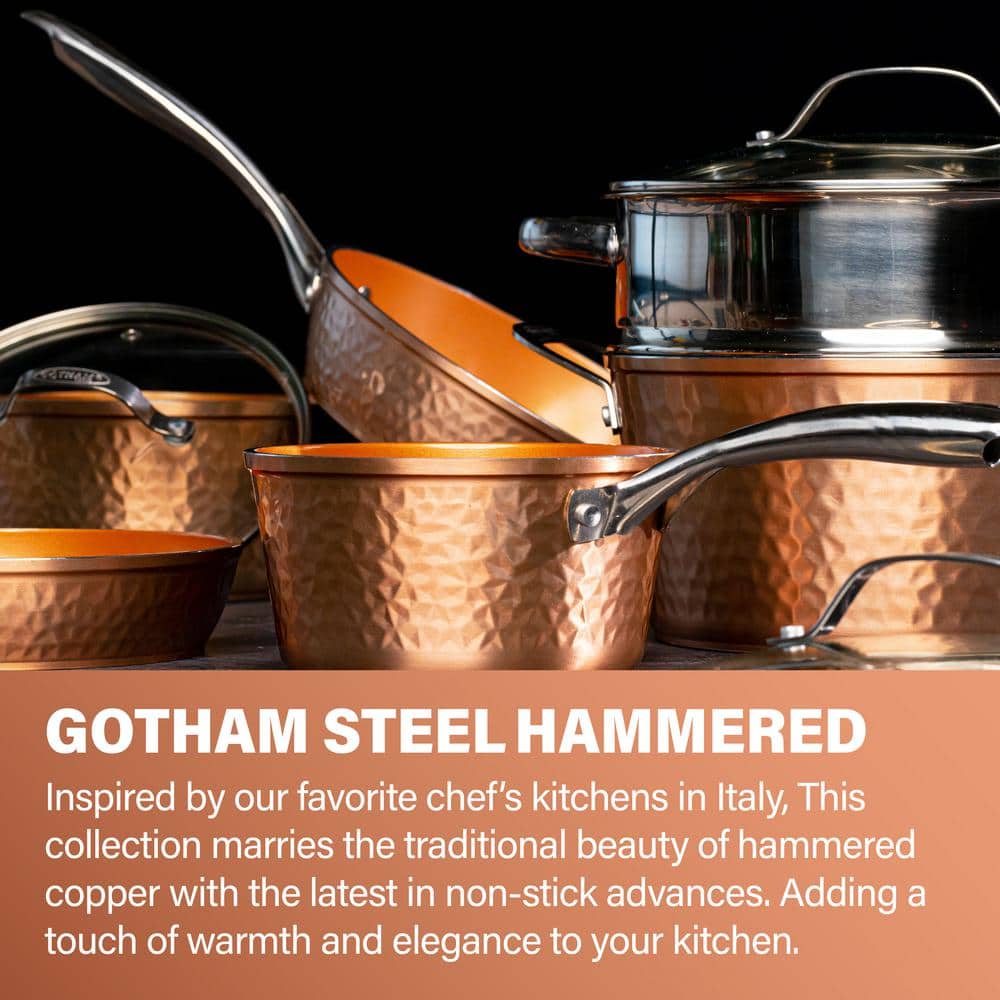 Hammered Copper 15-Piece Nonstick Aluminum Cookware and Bakeware Set