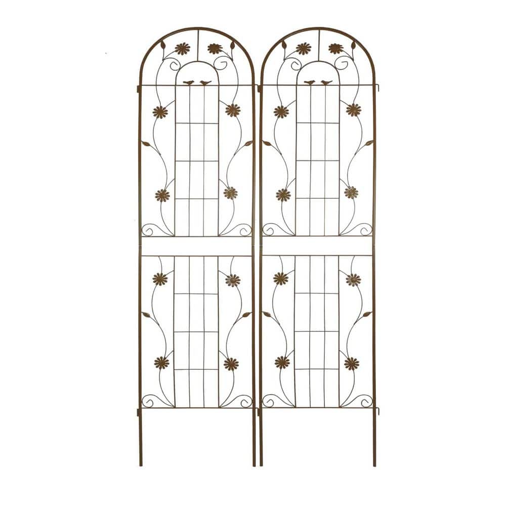 2 Pack 86.7 in. x 19.7 in. Brown Metal Garden Trellis Rustproof Trellis for Climbing Plants Outdoor Flower Support price history on PriceWatchPro