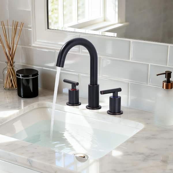 8 in. Widespread Double Handle Bathroom Faucet 3-Holes Modern Bathroom Sink Faucet in Oil Rubbed Bronze