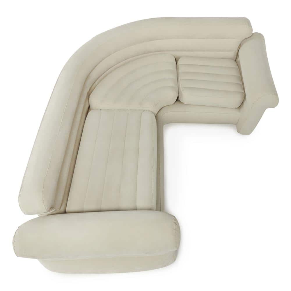 Beige Inflatable L-Shaped Sectional Sofa with Storage