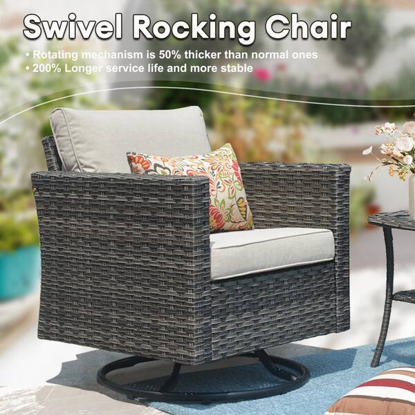 XIZZI Mirage Gray 8-Piece Wicker Outdoor Patio Fire Pit