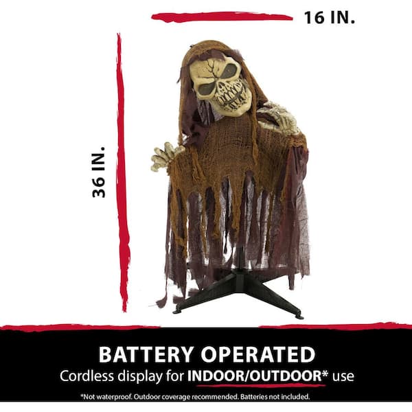 Haunted Hill Farm 5-Ft. Shakey the Animated Reaching Reaper, Indoor or  Covered Outdoor Halloween Decoration