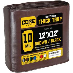 Polyethylene Heavy Duty Brown and Black 10 Mil Tarp WaterProof UV Resistant Rip and Tear Proof 12 ft. x 12 ft.