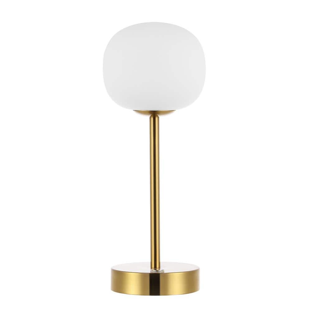 Natalia Brass Gold Cordless LED Table Lamp with Frosted Globe