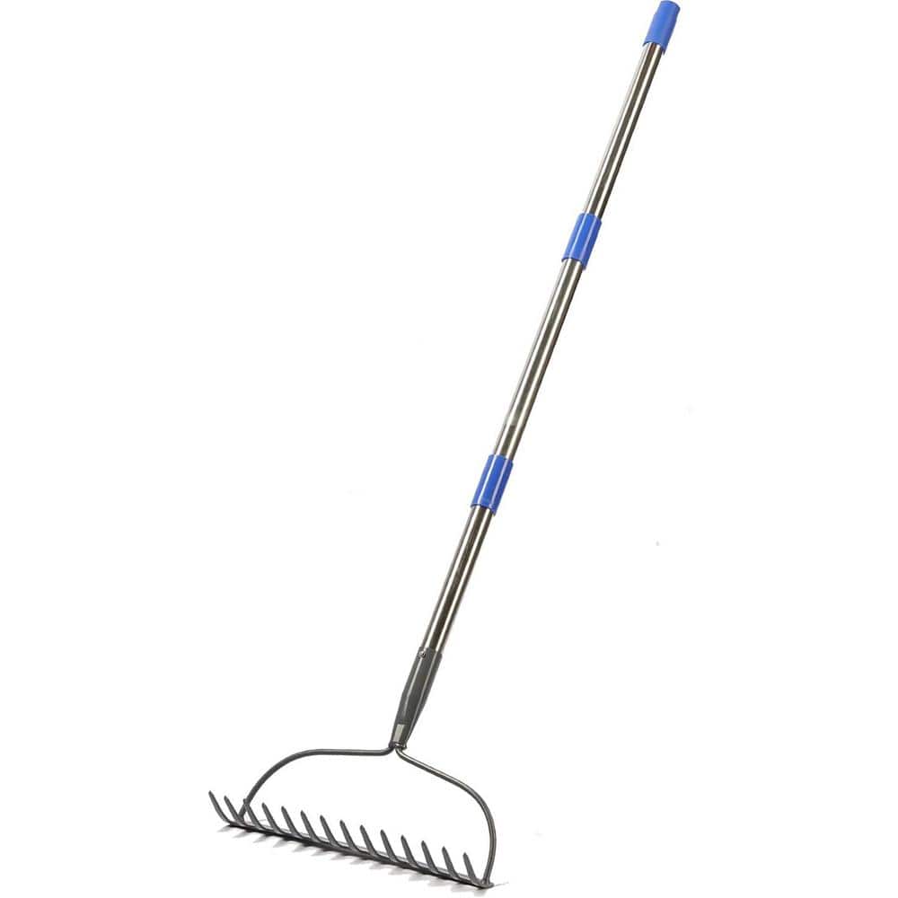 60 in. Metal Garden Rake with Stainless Steel Handle-Perfect for Loosening 