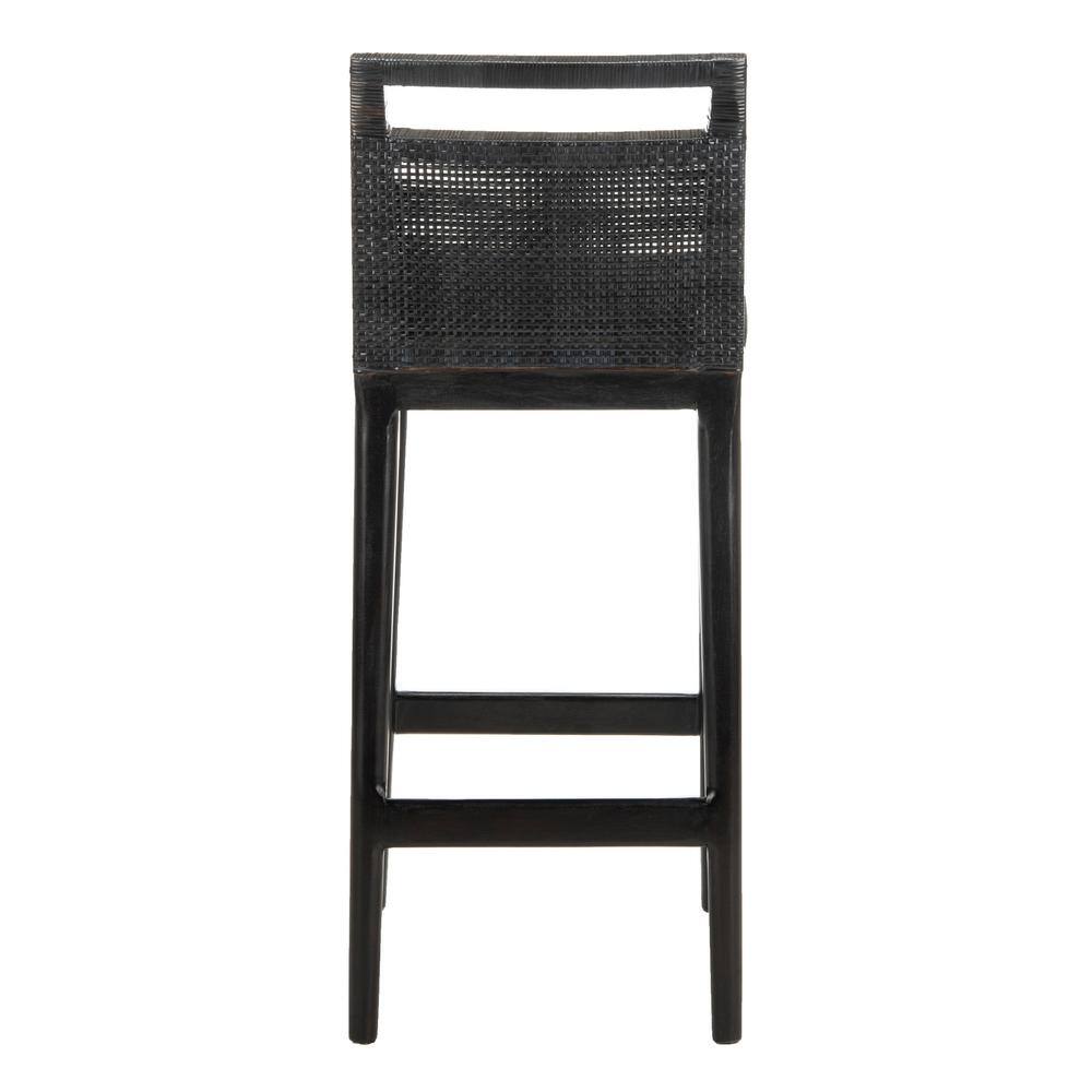 Maldives Inspired Transitional Black Bar Stool with Acrylic Cushion