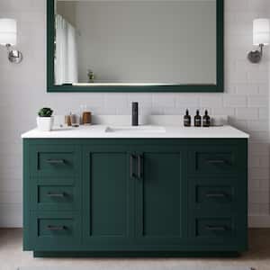 Miranda 60 in. W x 22 in. D x 33.75 in. H Single Bath Vanity in Green with White Cultured Marble Top