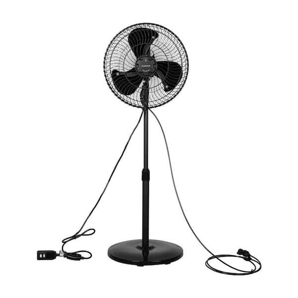 Adjustable-Height 16 in. 3-Speed Oscillating Outdoor Personal Misting Fan and Pedestal Fan Combination-Black