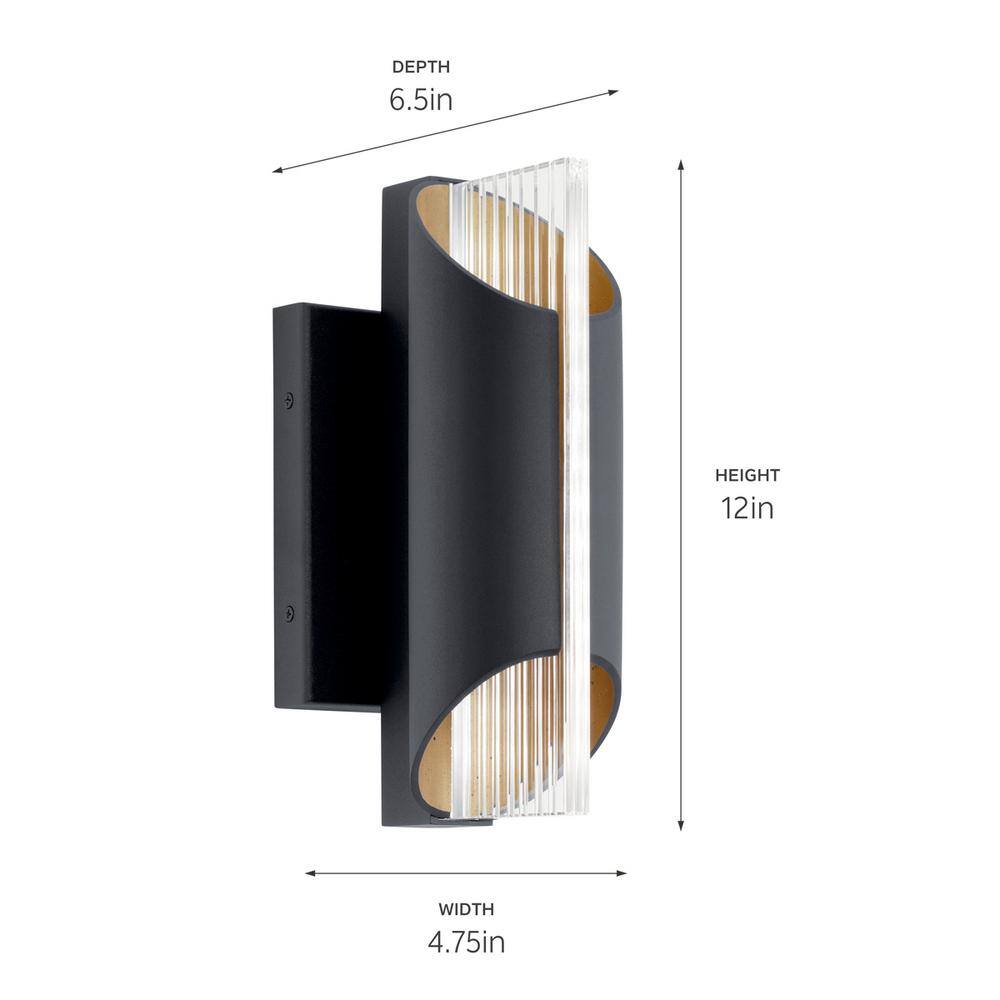 Astalis 12" Black Textured LED Cylinder Wall Sconce