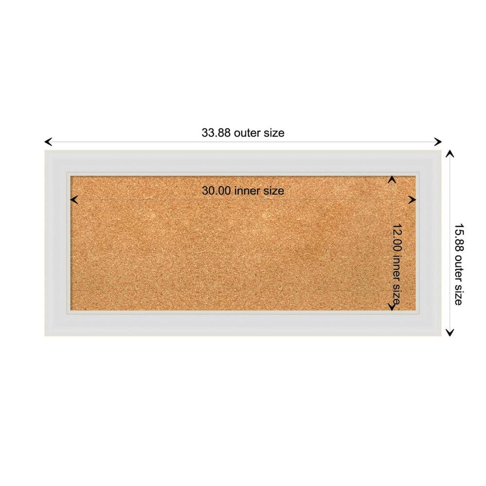 Natural Cork Board with Soft White Frame, 37.48" x 19.9"