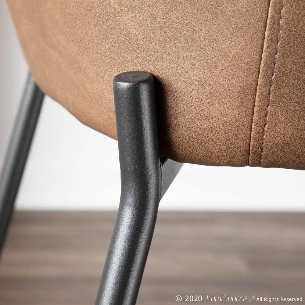 Espresso Faux Leather Industrial Counter Stools - Set of 2