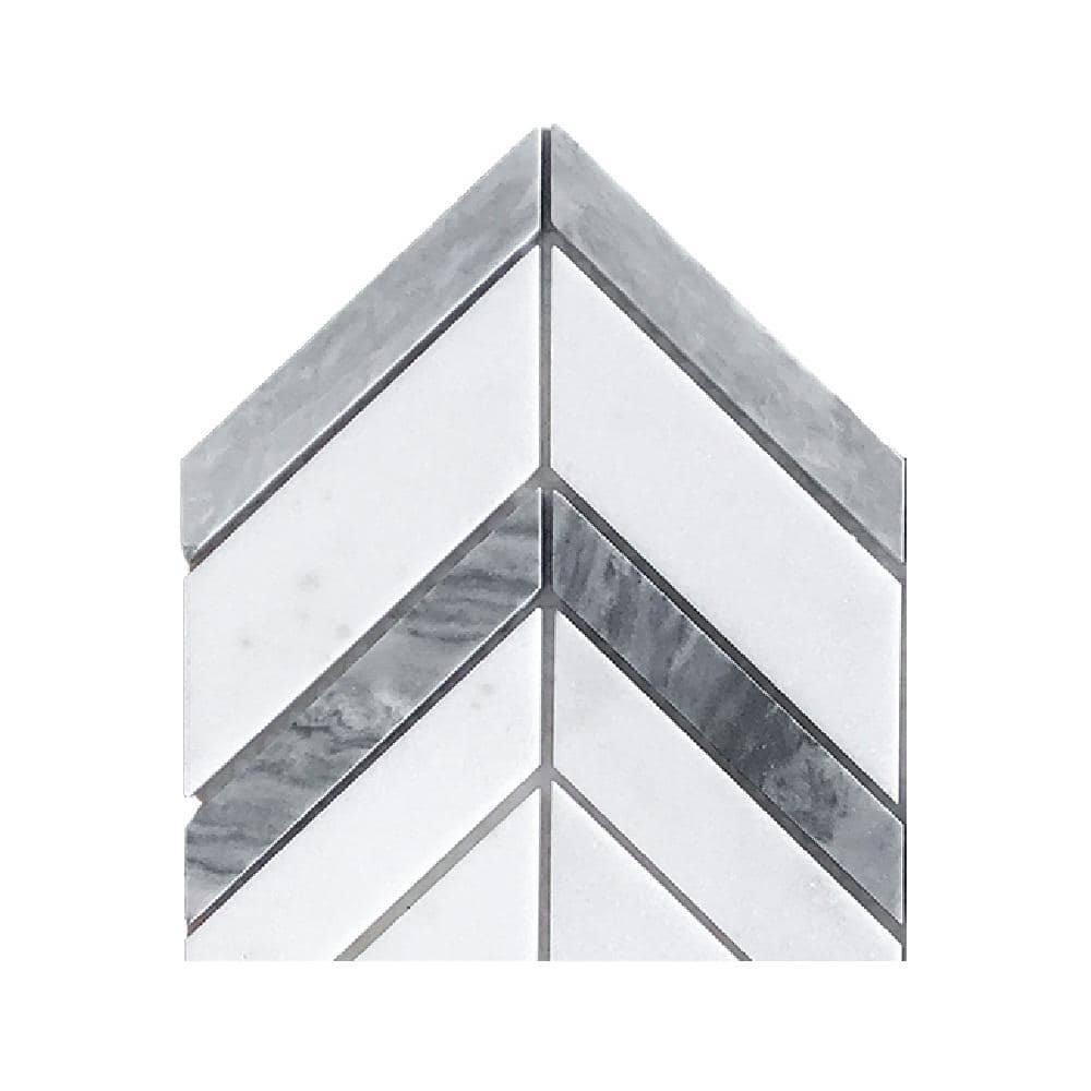 Take Home Tile Sample - Glacier Edge White and Gray 4.5 in. x 4.5 in. Chevron Honed Marble Mosaic price history on PriceWatchPro